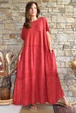 Tasha Damask T Shirt Maxi Dress Rioja